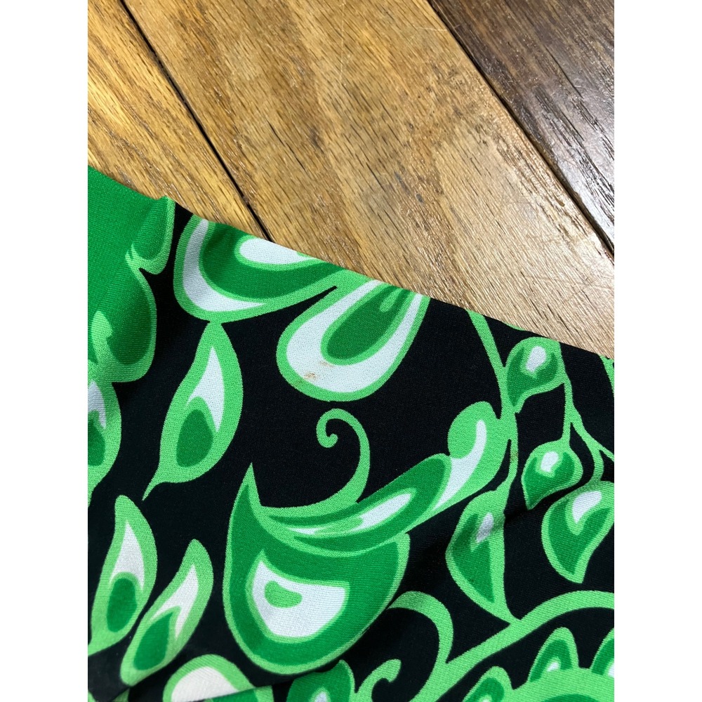 Y2K Wet Seal Green‎ Floral Paisley Mini Dress 3/4 Sleeve Tie Waist Party Cute - Picture 6 of 6